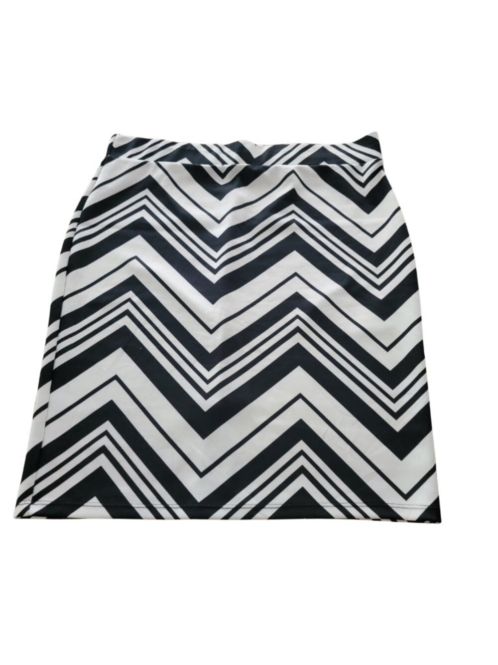 Midi Black/White Chevron Print Career Pencil Skirt